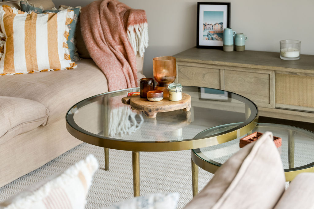 Round brass coffee tables